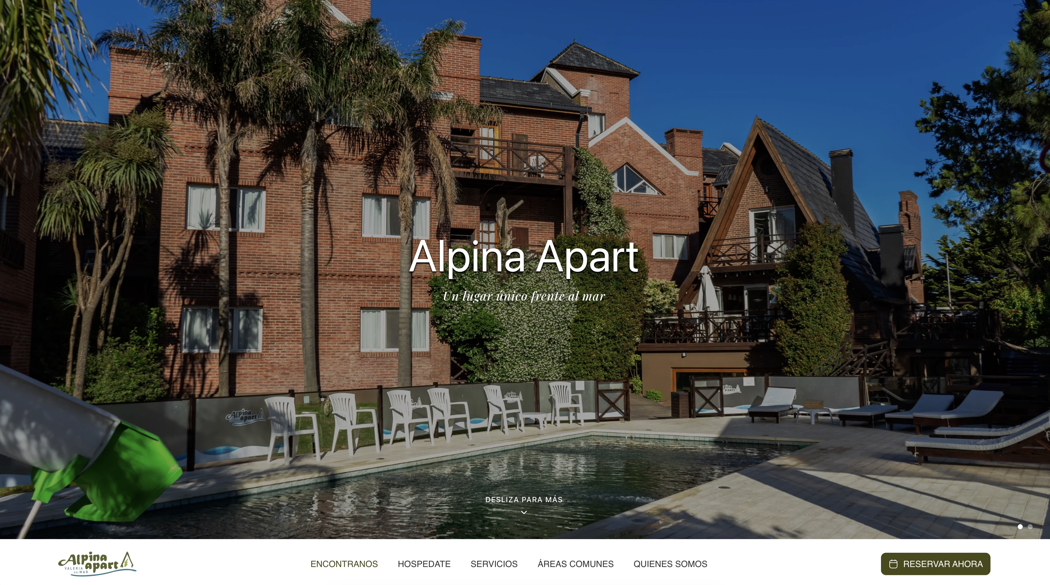Alpina Apart homepage overlooking the pool