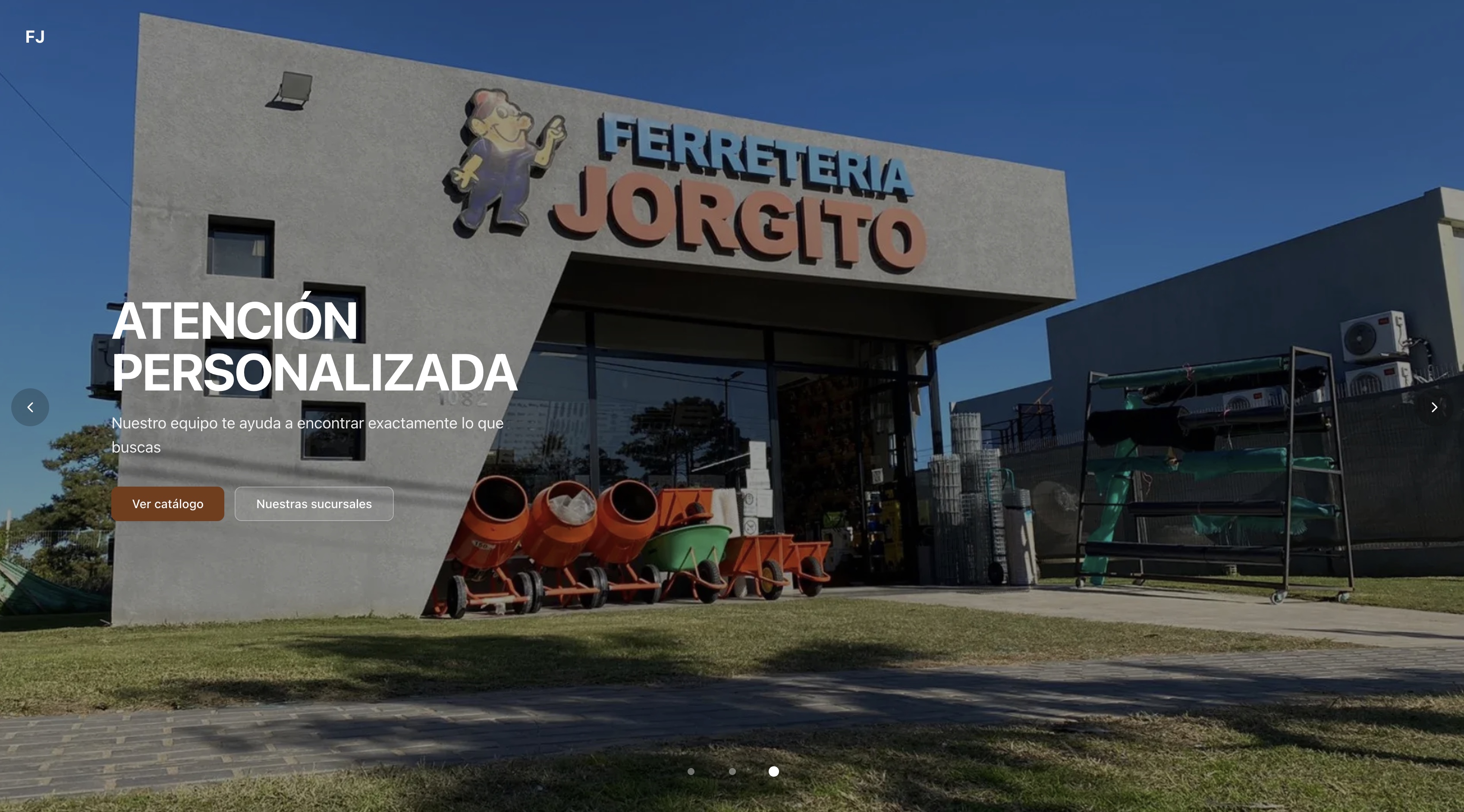 Ferretería Jorgito homepage focused on personal service