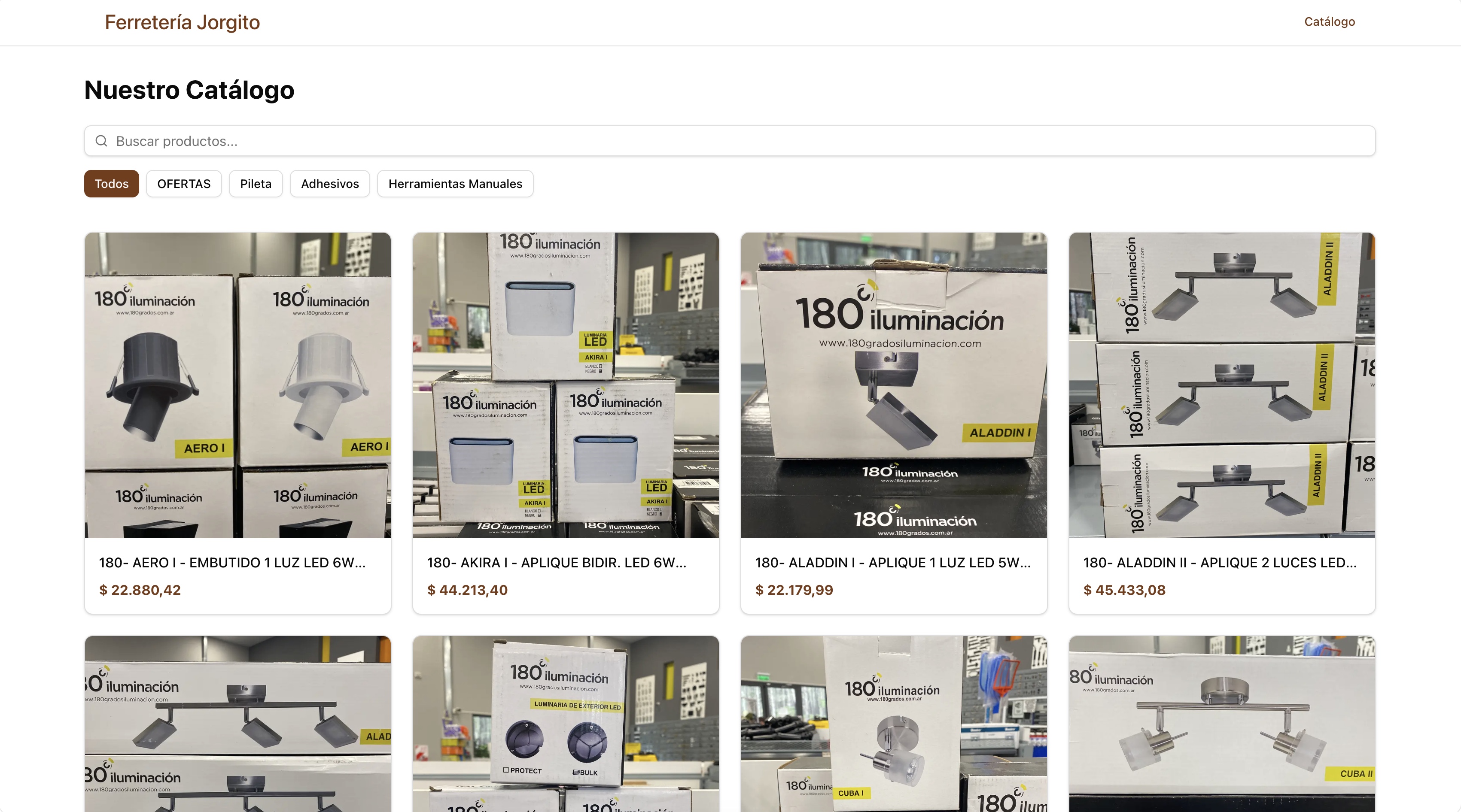 Ferretería Jorgito product catalog