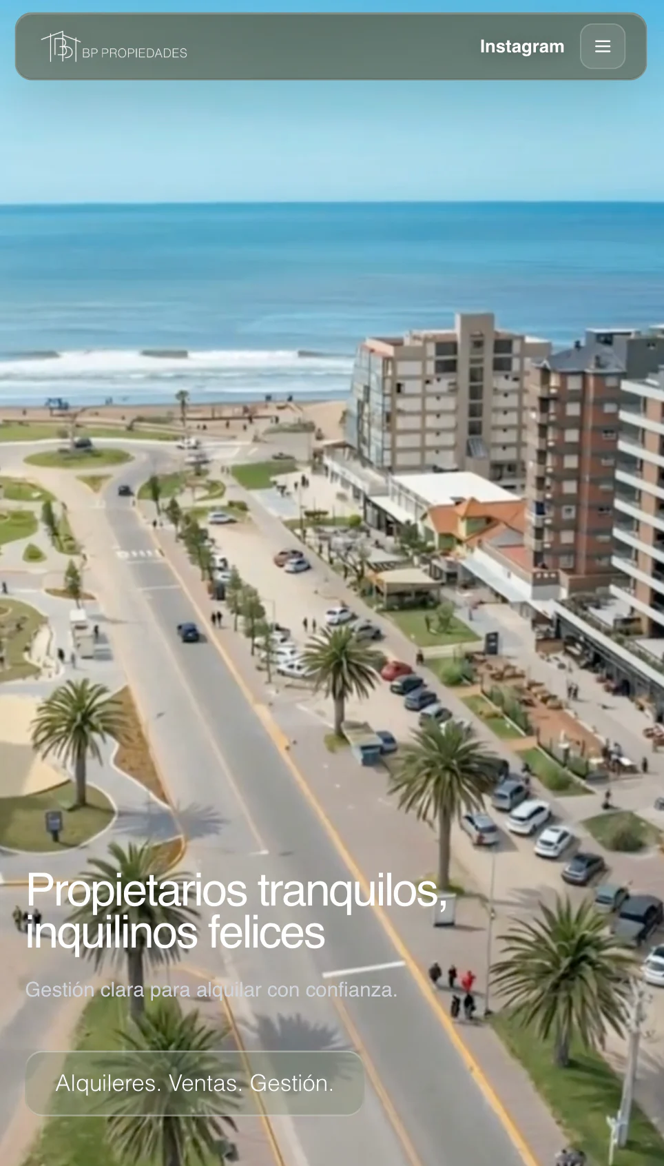Mobile view of the BP Propiedades website